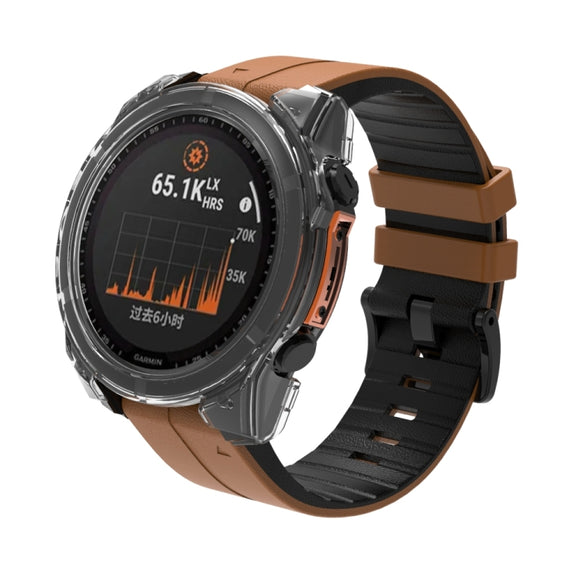 For Garmin Fenix 8 AMOLED 47mm Tempered Glass Film Integrated PC Watch Protective Case(Transparent)