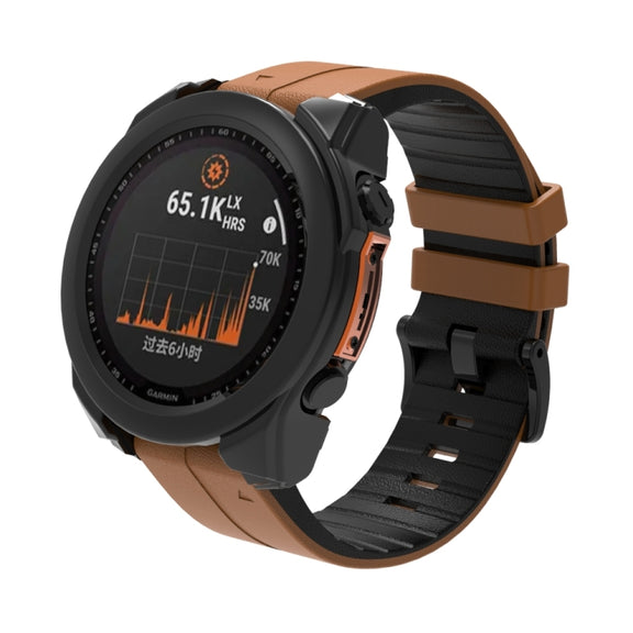 For Garmin Fenix 8 AMOLED 43mm Tempered Glass Film Integrated PC Watch Protective Case(Black)