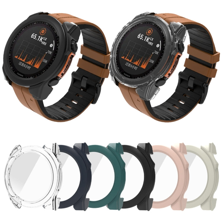 For Garmin Fenix 8 AMOLED 47mm Tempered Glass Film Integrated PC Watch Protective Case(Midnight Blue)