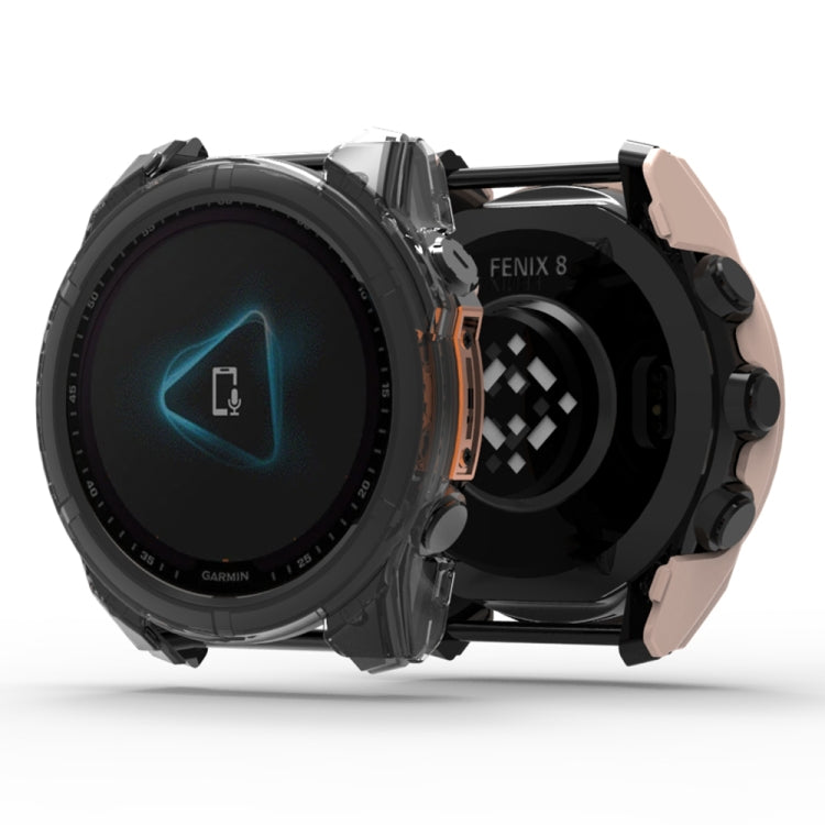 For Garmin Fenix 8 AMOLED 47mm Tempered Glass Film Integrated PC Watch Protective Case(Midnight Blue)