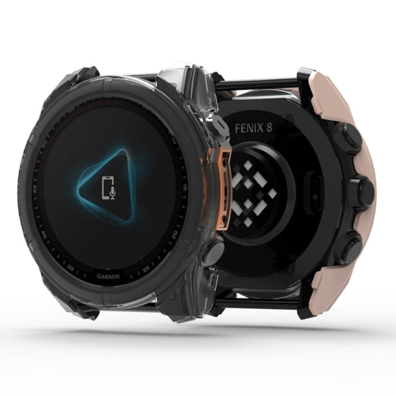 For Garmin Fenix 8 AMOLED 51mm Tempered Glass Film Integrated PC Watch Protective Case(Midnight Blue)