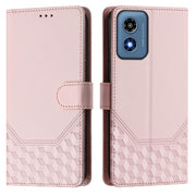 For Motorola Moto G Play 4G 2024 Oversea Honeycomb Embossing RFID Leather Phone Case(Pink)