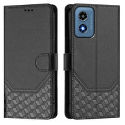 For Motorola Moto G Play 4G 2024 Oversea Honeycomb Embossing RFID Leather Phone Case(Black)