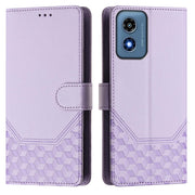 For Motorola Moto G Play 4G 2024 Oversea Honeycomb Embossing RFID Leather Phone Case(Light Purple)