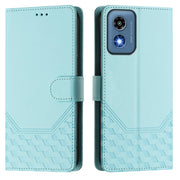 For Motorola Moto G 5G 2024 Oversea Honeycomb Embossing RFID Leather Phone Case(Mint Green)