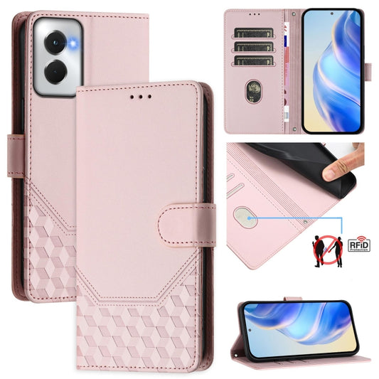 For Motorola Moto G Power 5G 2024 Honeycomb Embossing RFID Leather Phone Case(Pink) - Motorola Cases by PMC Jewellery | Online Shopping South Africa | PMC Jewellery | Buy Now Pay Later Mobicred