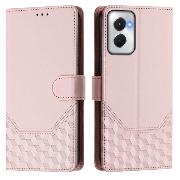 For Motorola Moto G Power 5G 2024 Honeycomb Embossing RFID Leather Phone Case(Pink)