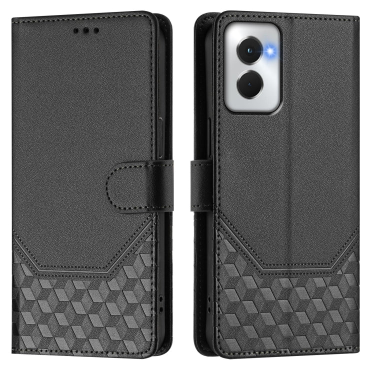 For Motorola Moto G Power 5G 2024 Honeycomb Embossing RFID Leather Phone Case(Black)