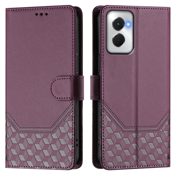 For Motorola Moto G Power 5G 2024 Honeycomb Embossing RFID Leather Phone Case(Violet)