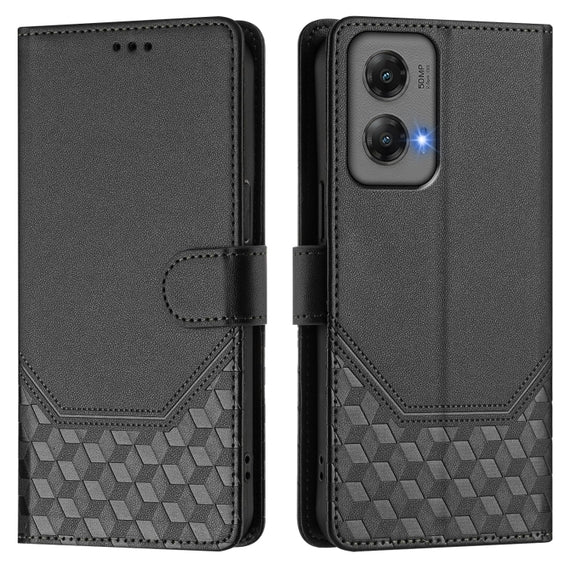 For Motorola Moto G Stylus 5G 2024 Honeycomb Embossing RFID Leather Phone Case(Black)