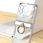 For Huawei nova Flip GKK Integrated  Magnetic Folding Phantom Rotary Phone Case with Ring Holder(Silver)