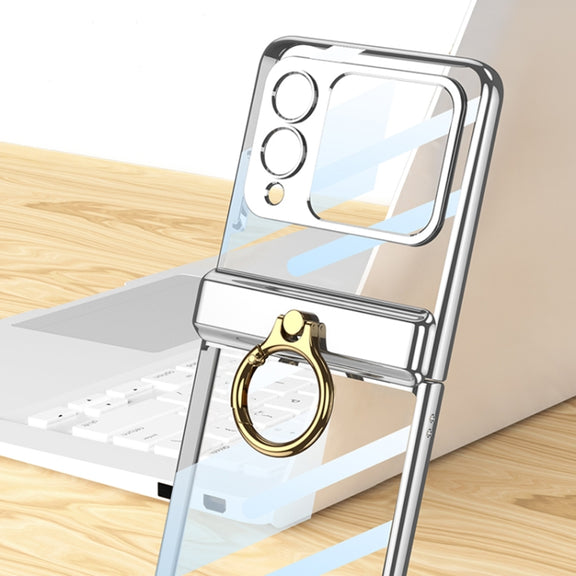 For Huawei nova Flip GKK Integrated  Magnetic Folding Phantom Rotary Phone Case with Ring Holder(Silver)
