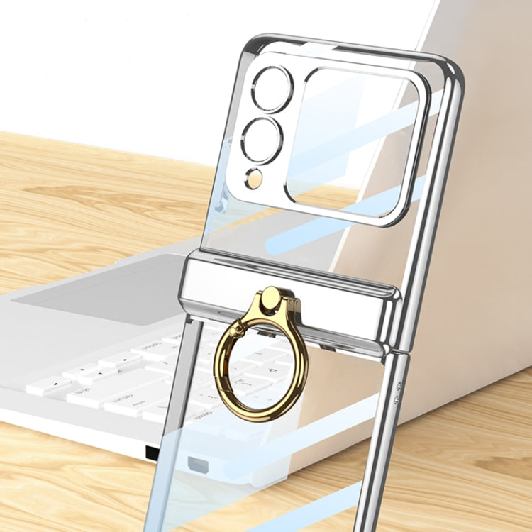 For Huawei nova Flip GKK Integrated  Magnetic Folding Phantom Rotary Phone Case with Ring Holder(Silver)