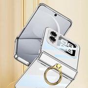 For Huawei nova Flip GKK Integrated  Magnetic Folding Phantom Rotary Phone Case with Ring Holder(Silver)