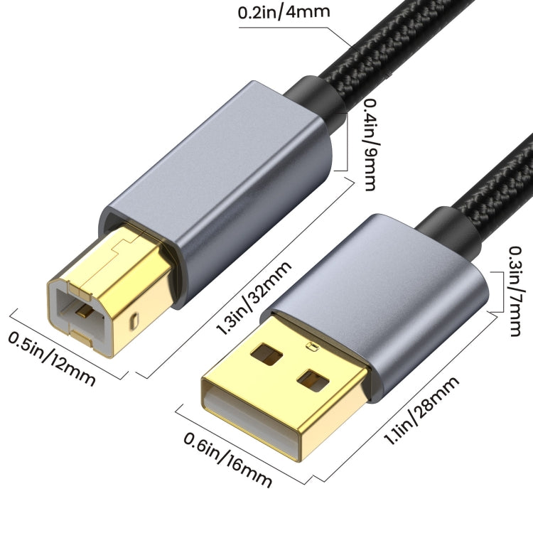USB 2.0 A Male to B Male Square Port Printer Data Transmission Extension Cable, Length:10m