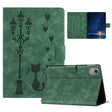 For Lenovo Tab M11 / Xiaoxin Pad 2024 Embossed Couple Cat Smart Tablet Leather Case(Green) - Lenovo by PMC Jewellery | Online Shopping South Africa | PMC Jewellery | Buy Now Pay Later Mobicred