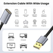 USB2.0 A Male to A Female Extension Data Charging Cable, Length:10m