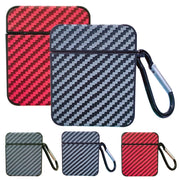 For AirPods Pro 2 Carbon Fiber Square Leather Earphone Case with Hook(Blue)