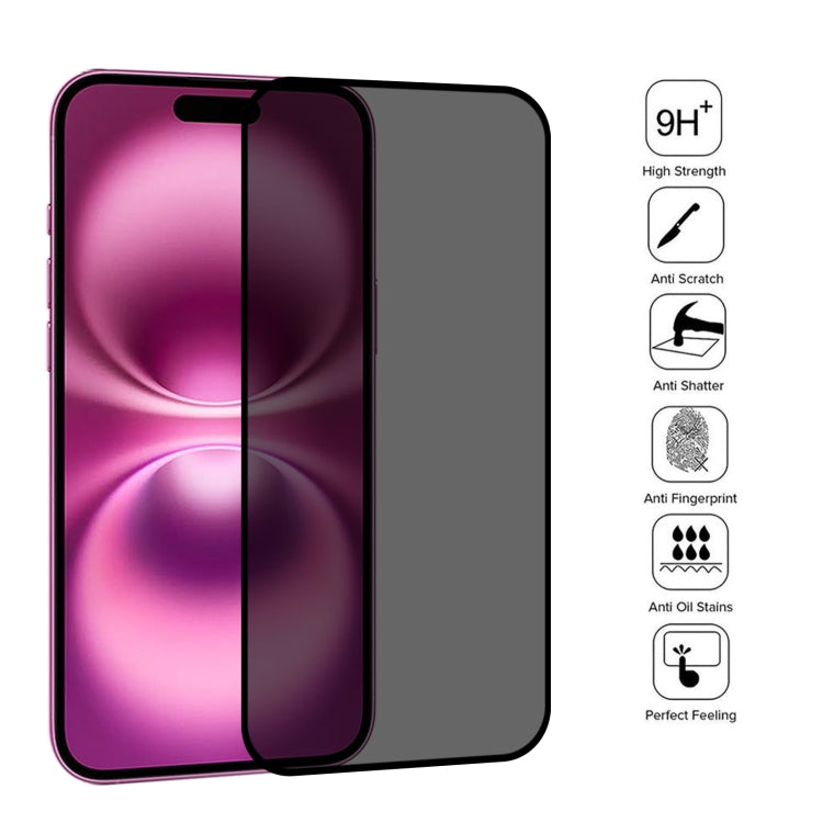 For iPhone 16 Plus 25pcs Full Cover Anti-spy Silk Screen Tempered Glass Film