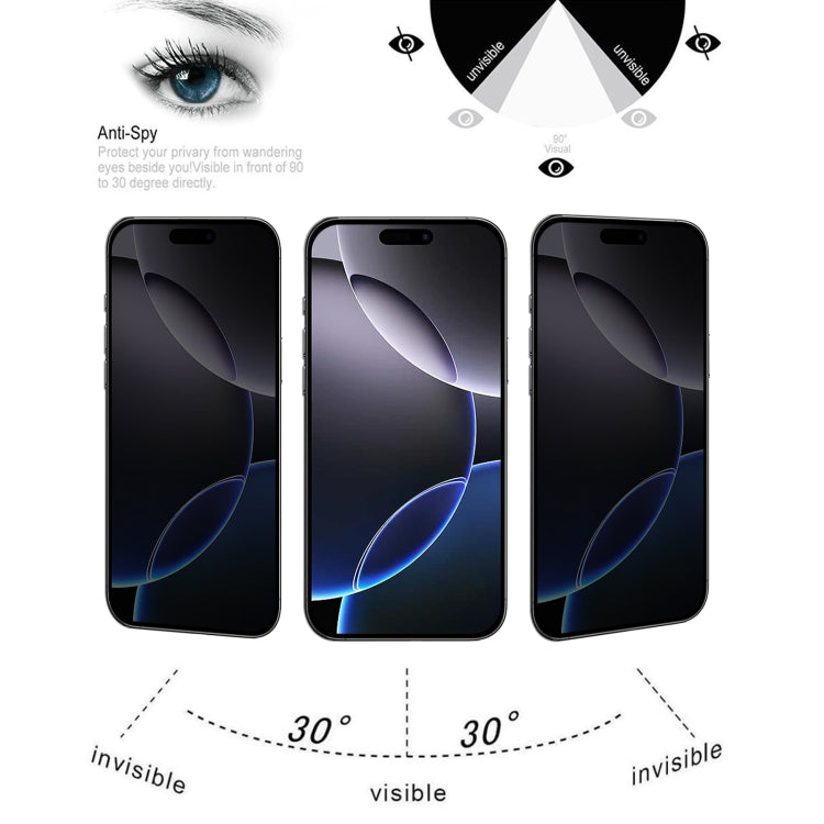 For iPhone 16 Pro Max 25pcs Full Cover Anti-spy Silk Screen Tempered Glass Film
