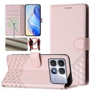 For Redmi K70 Ultra 5G Honeycomb Embossing RFID Leather Phone Case(Pink)