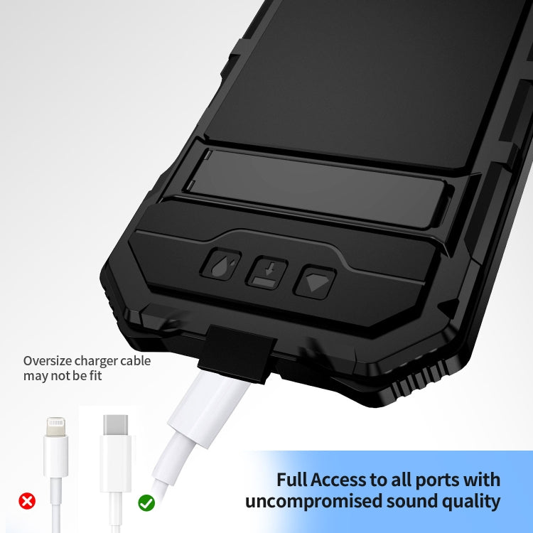 For iPhone 16 Pro Max R-JUST Life Waterproof Dustproof Shockproof Holder Phone Case(Black) - free shipping - PMC Jewellery - Order now!