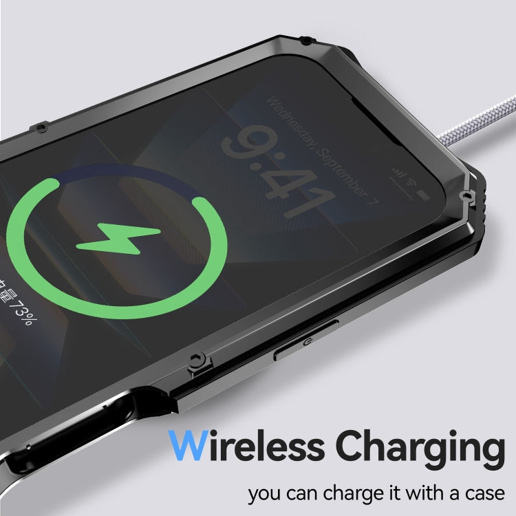 For iPhone 16 Pro Max R-JUST Life Water-resistant Dustproof Shockproof Holder Phone Case(Black)