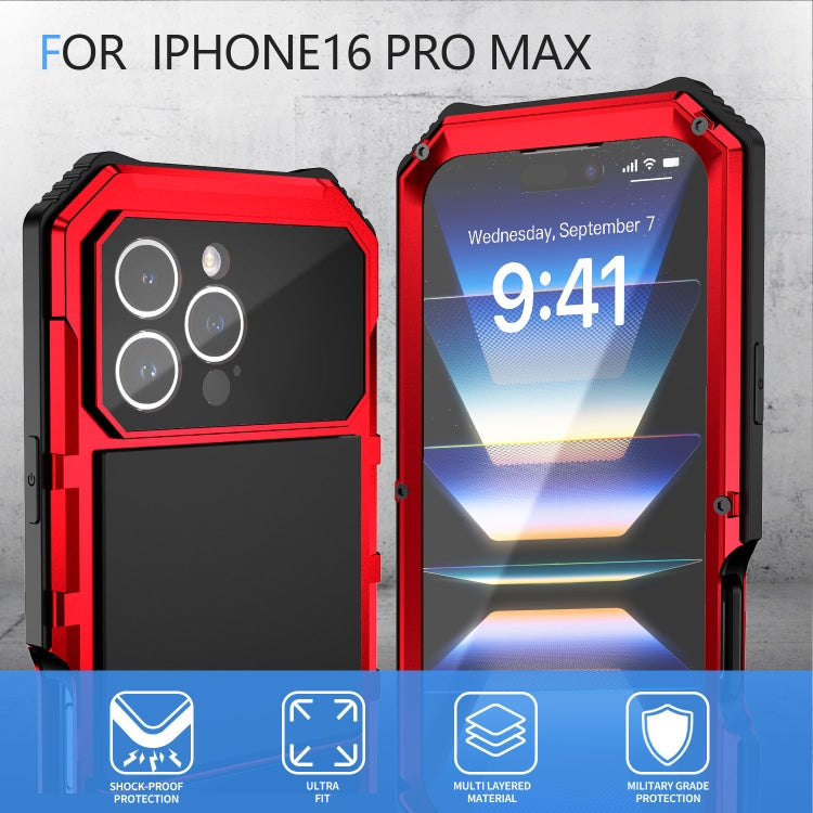 For iPhone 16 Pro Max R-JUST Life Waterproof Dustproof Shockproof Holder Phone Case(Red) - free shipping - PMC Jewellery - Order now!