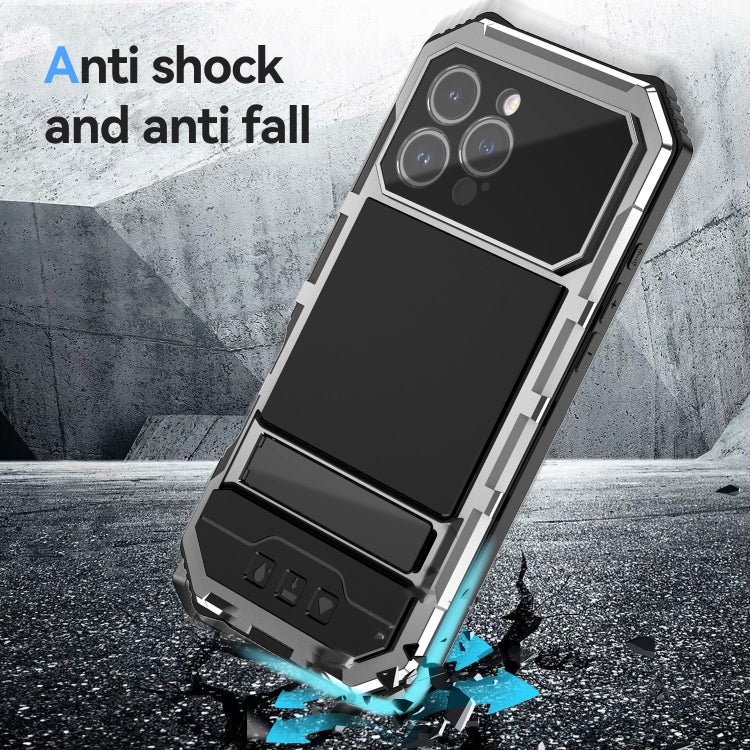For iPhone 16 Pro Max R-JUST Life Waterproof Dustproof Shockproof Holder Phone Case(Silver) - free shipping - PMC Jewellery - Order now!