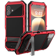 For iPhone 16 Plus R-JUST Life Water-resistant Dustproof Shockproof Holder Phone Case(Red)