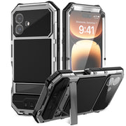 For iPhone 16 Plus R-JUST Life Water-resistant Dustproof Shockproof Holder Phone Case(Silver)
