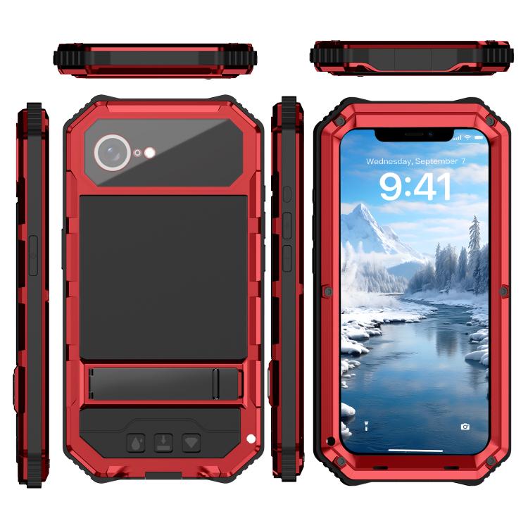 For iPhone 16e R-JUST Life Waterproof Dustproof Shockproof Holder Phone Case(Red) - free shipping - PMC TechLife - Order now!