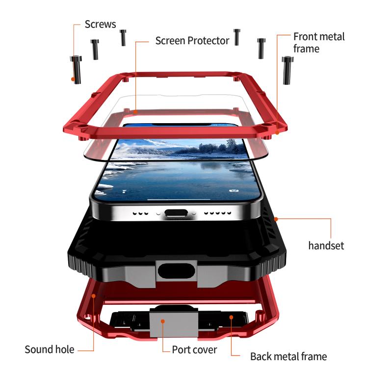 For iPhone 16e R-JUST Life Waterproof Dustproof Shockproof Holder Phone Case(Red) - free shipping - PMC TechLife - Order now!