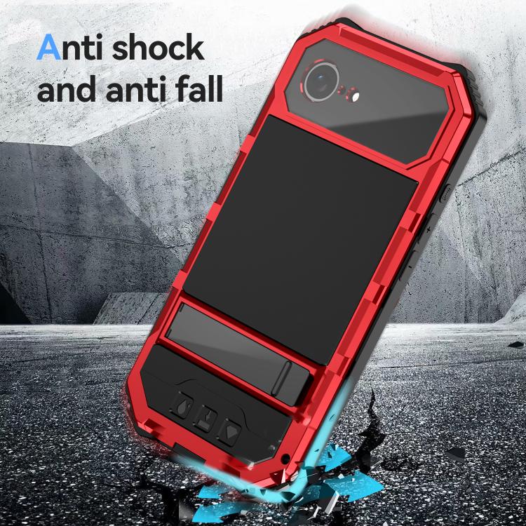 For iPhone 16e R-JUST Life Waterproof Dustproof Shockproof Holder Phone Case(Red) - free shipping - PMC TechLife - Order now!