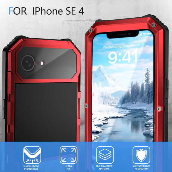 For iPhone 16e R-JUST Life Water-resistant Dustproof Shockproof Holder Phone Case(Red)
