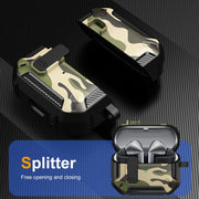 For Samsung Galaxy Buds3 / 3 Pro Camouflage Earphone Protective Case with Switch & Hook(Green)