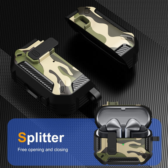 For Samsung Galaxy Buds3 / 3 Pro Camouflage Earphone Protective Case with Switch & Hook(Yellow)