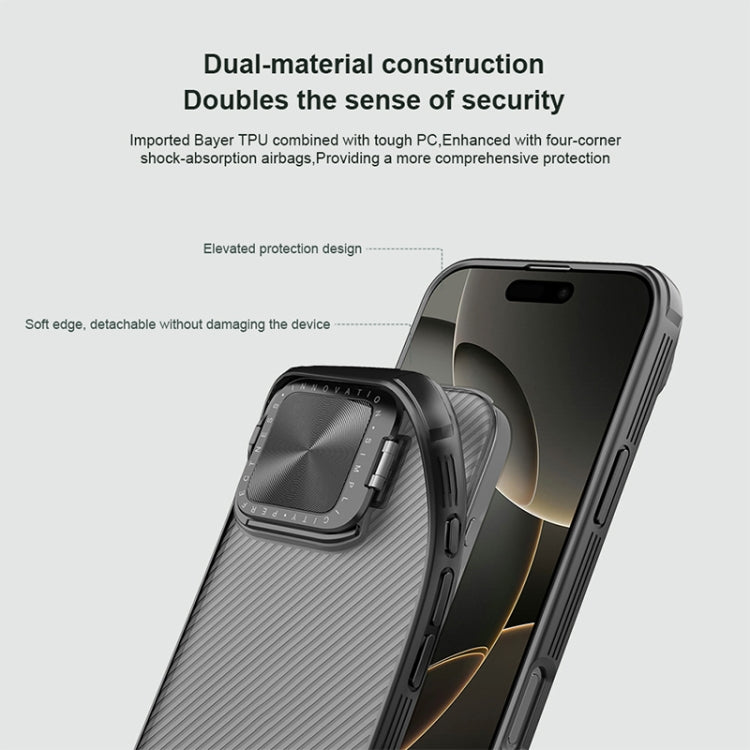 For iPhone 16 Pro Max NILLKIN CamShield Prop Translucent PC Phone Case(Black)