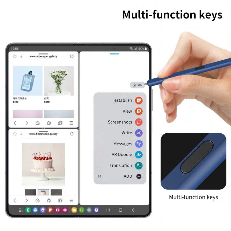 For Samsung Galaxy Z Fold6 / 5 / 4 / 3 Electromagnetic Stylus Pen with Pen Slot(Blue) - Stylus Pen by PMC TechLife | Online Shopping South Africa | PMC TechLife | Buy Now Pay Later Mobicred