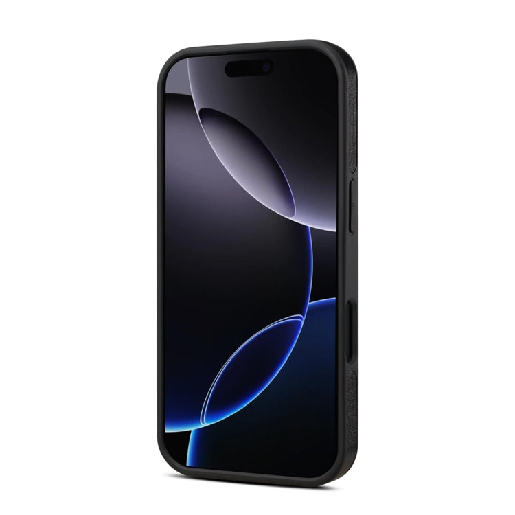 For iPhone 16 Pro Max Denior A17 Genuine Leather Gear Magnetic Holder Phone Case(Black) - free shipping - PMC Jewellery - Order now!