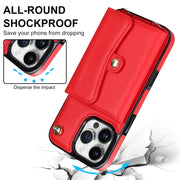 For iPhone 16 Pro Max RFID Card Slot Phone Case with Long Lanyard(Red)