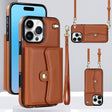 For iPhone 16 Pro Max RFID Card Slot Phone Case with Long Lanyard(Brown) - iPhone 16 Pro Max Cases by PMC TechLife | Online Shopping South Africa | PMC TechLife | Buy Now Pay Later Mobicred