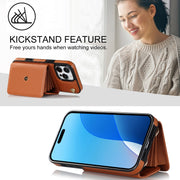 For iPhone 16 Pro Max RFID Card Slot Phone Case with Long Lanyard(Brown)