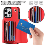 For iPhone 16 Pro RFID Card Slot Phone Case with Long Lanyard(Red)