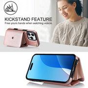 For iPhone 16 Pro RFID Card Slot Phone Case with Long Lanyard(Rose Gold)