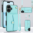For iPhone 16 Plus RFID Card Slot Phone Case with Long Lanyard(Mint Green) - iPhone 16 Plus Cases by PMC TechLife | Online Shopping South Africa | PMC TechLife | Buy Now Pay Later Mobicred