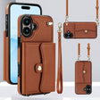 For iPhone 16 RFID Card Slot Phone Case with Long Lanyard(Brown) - iPhone 16 Cases by PMC TechLife | Online Shopping South Africa | PMC TechLife | Buy Now Pay Later Mobicred