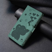 For Samsung Galaxy S25 5G Cartoon Elephant Embossed Leather Phone Case(Green)