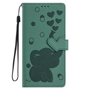 For Samsung Galaxy S25 5G Cartoon Elephant Embossed Leather Phone Case(Green)