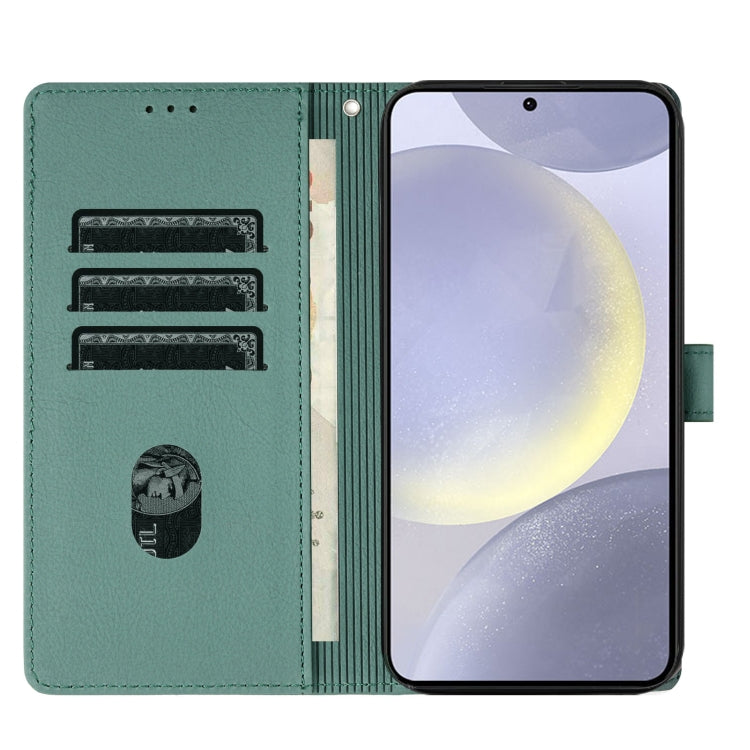 For Samsung Galaxy S25 5G Cartoon Elephant Embossed Leather Phone Case(Green) - Galaxy S25 5G Cases by PMC Jewellery | Online Shopping South Africa | PMC Jewellery | Buy Now Pay Later Mobicred